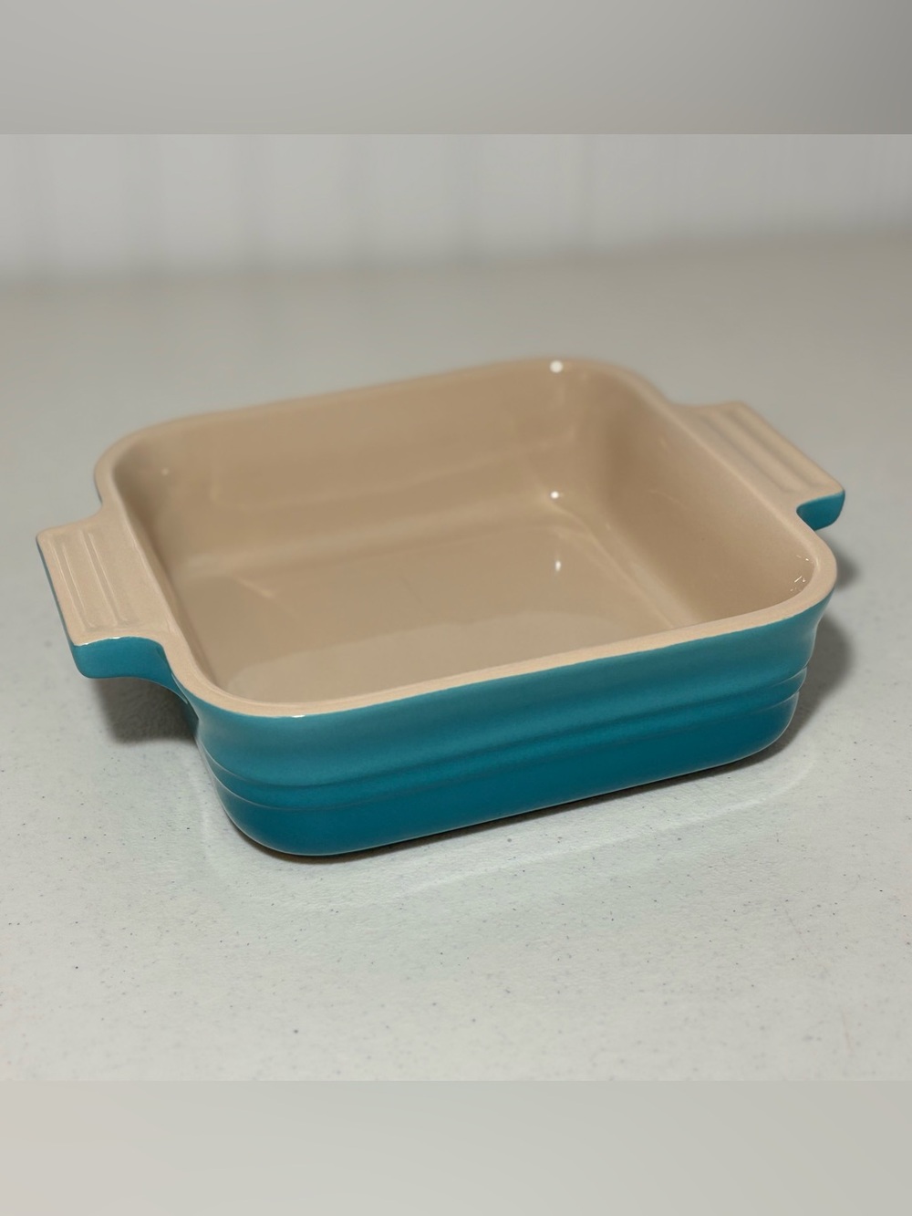 Le Creuset Stoneware Baking Dish riviera blue, 5.5” square baker, 07.46 dip bowl